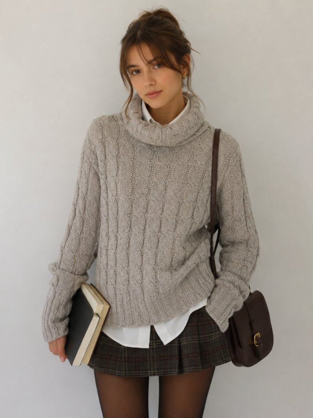 Emerson Fry Chunky Fisherman Cable Knit Sweater Wool Alpaca Turtleneck Gray XS